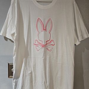 Psycho Bunny White Tee with Pink Logo
